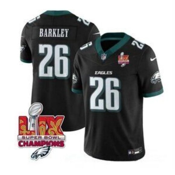 Mens Kids Youths Womens Saquon Barkley Black Super Bowl LIX CH Jersey Stitched